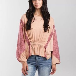 Gimmicks pieced rib knit dolman sleeve top size small